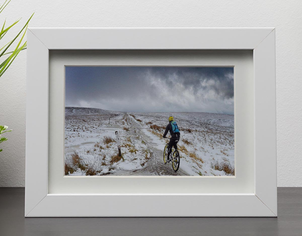 Cycling in the snow Framed Print - Canvas Art Rocks - 3