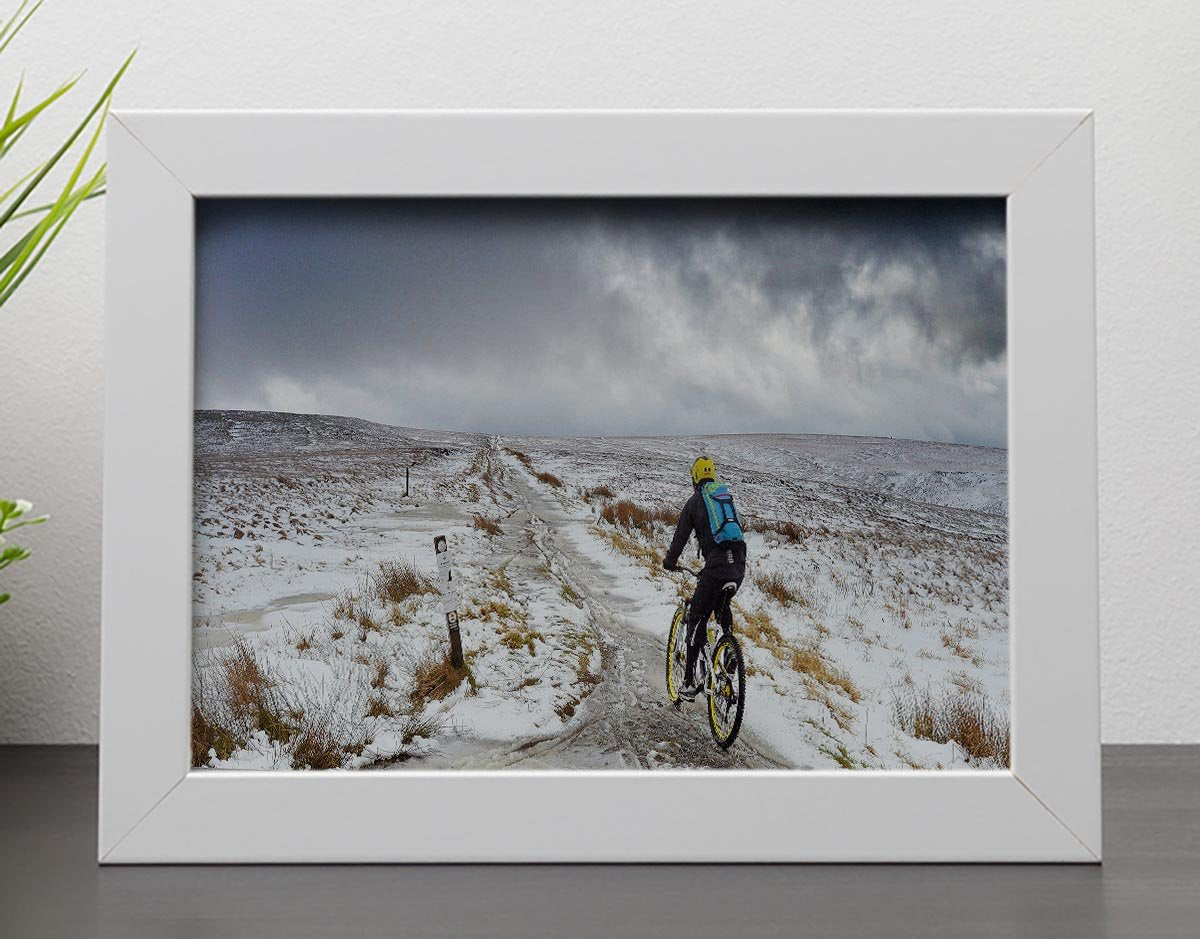 Cycling in the snow Framed Print - Canvas Art Rocks - 4