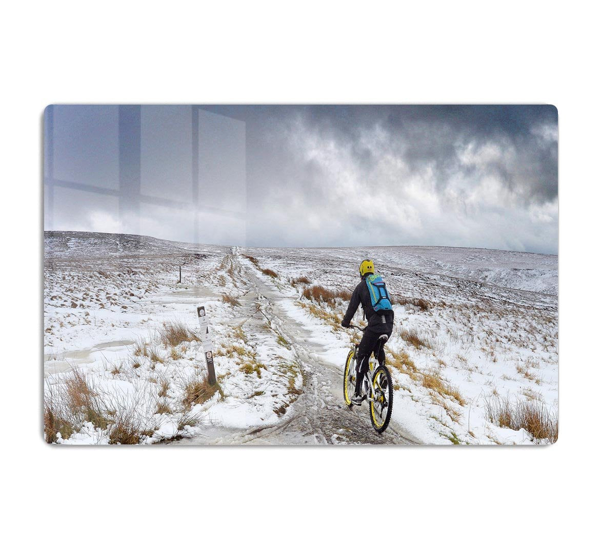Cycling in the snow HD Metal Print - Canvas Art Rocks - 1