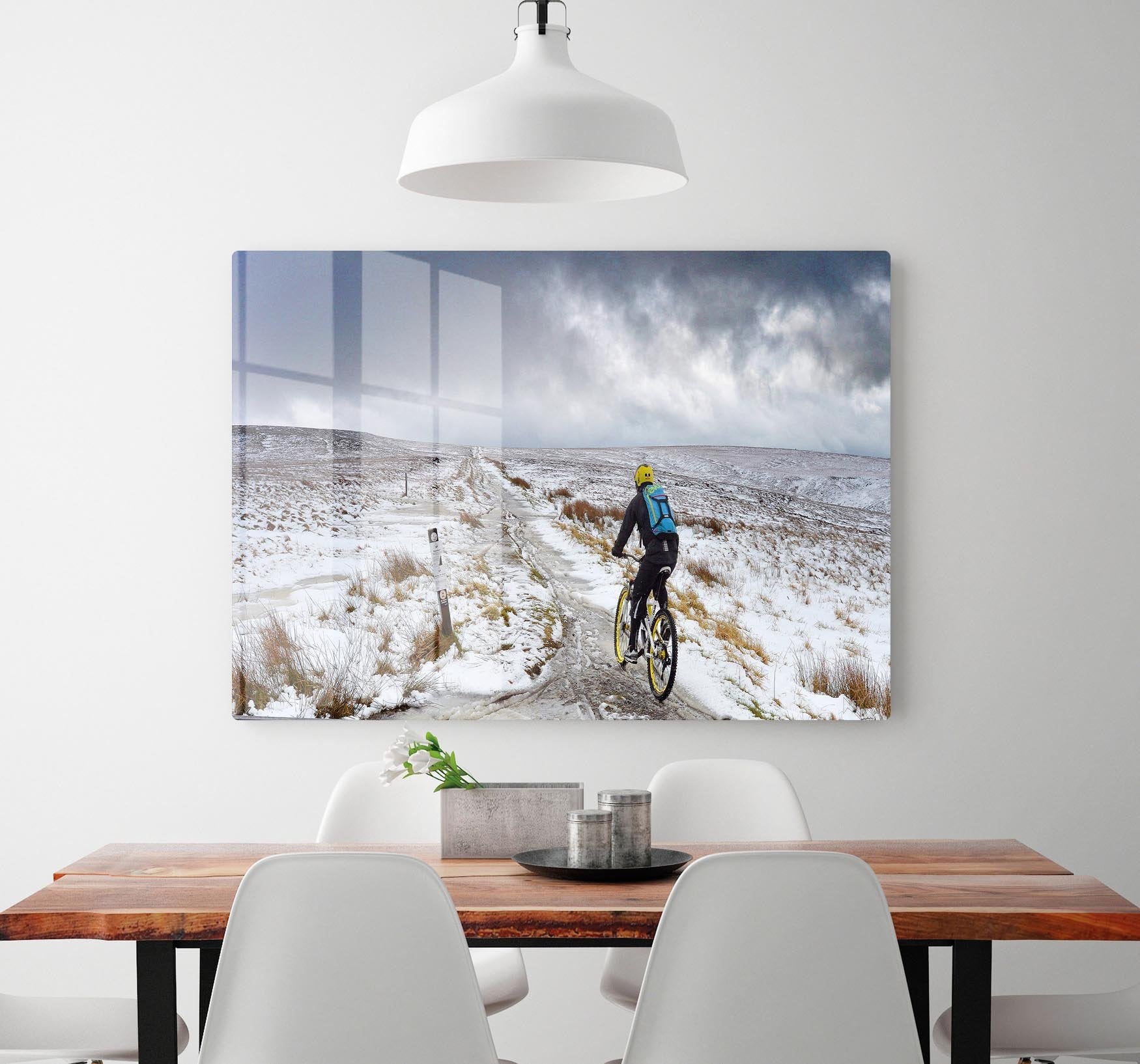 Cycling in the snow HD Metal Print - Canvas Art Rocks - 2