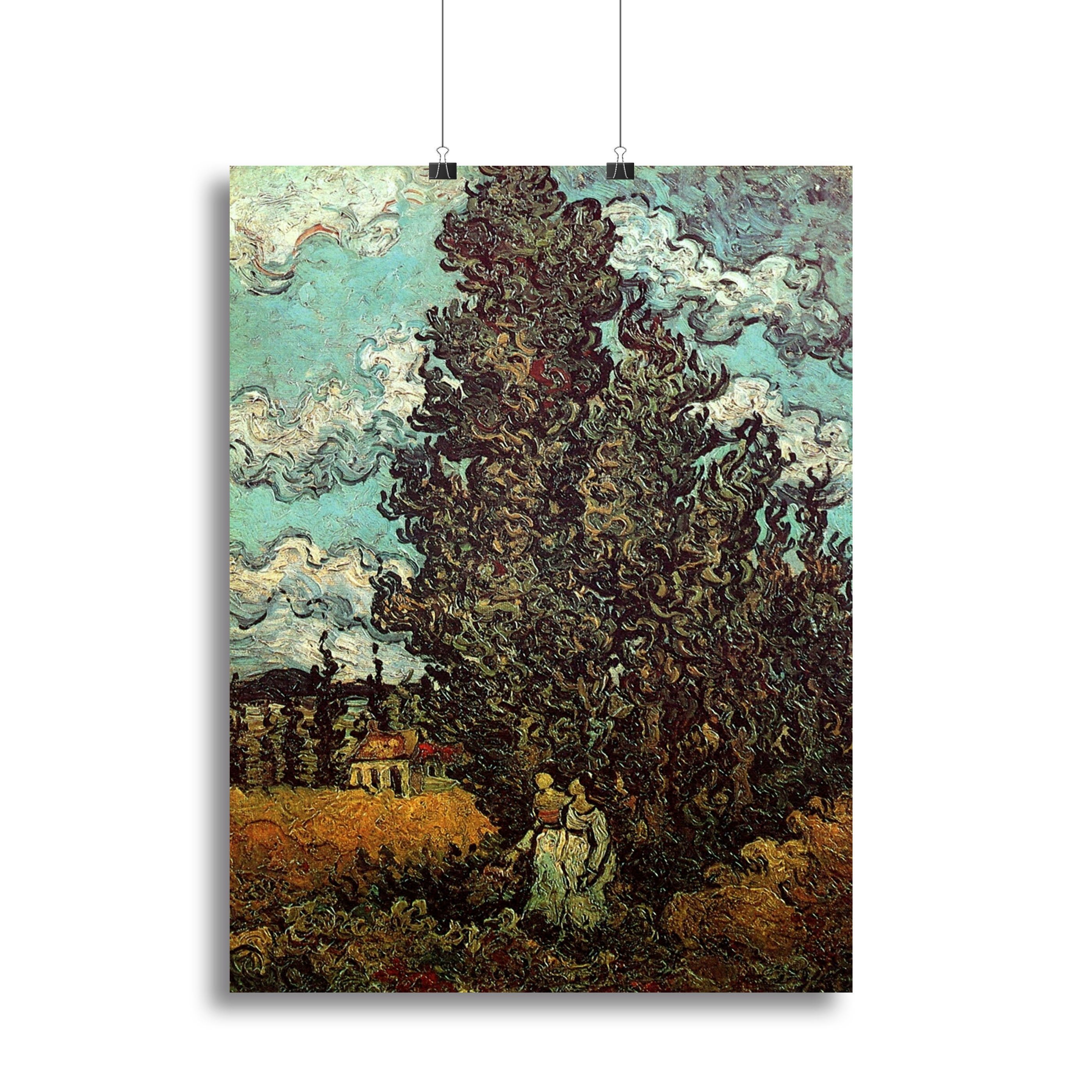 Cypresses and Two Women by Van Gogh Canvas Print or Poster