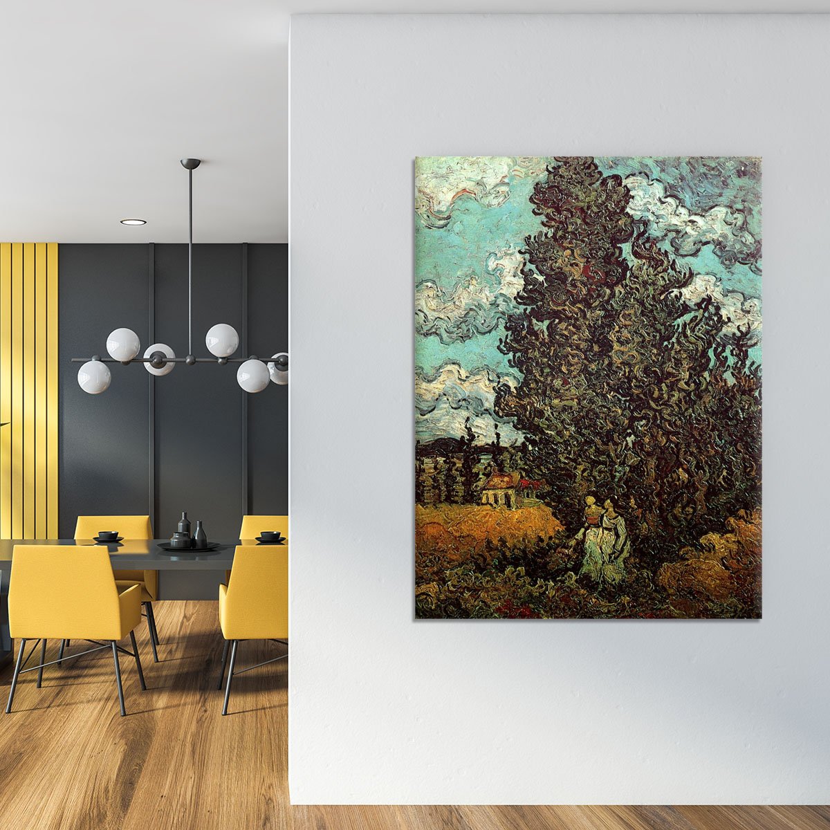 Cypresses and Two Women by Van Gogh Canvas Print or Poster