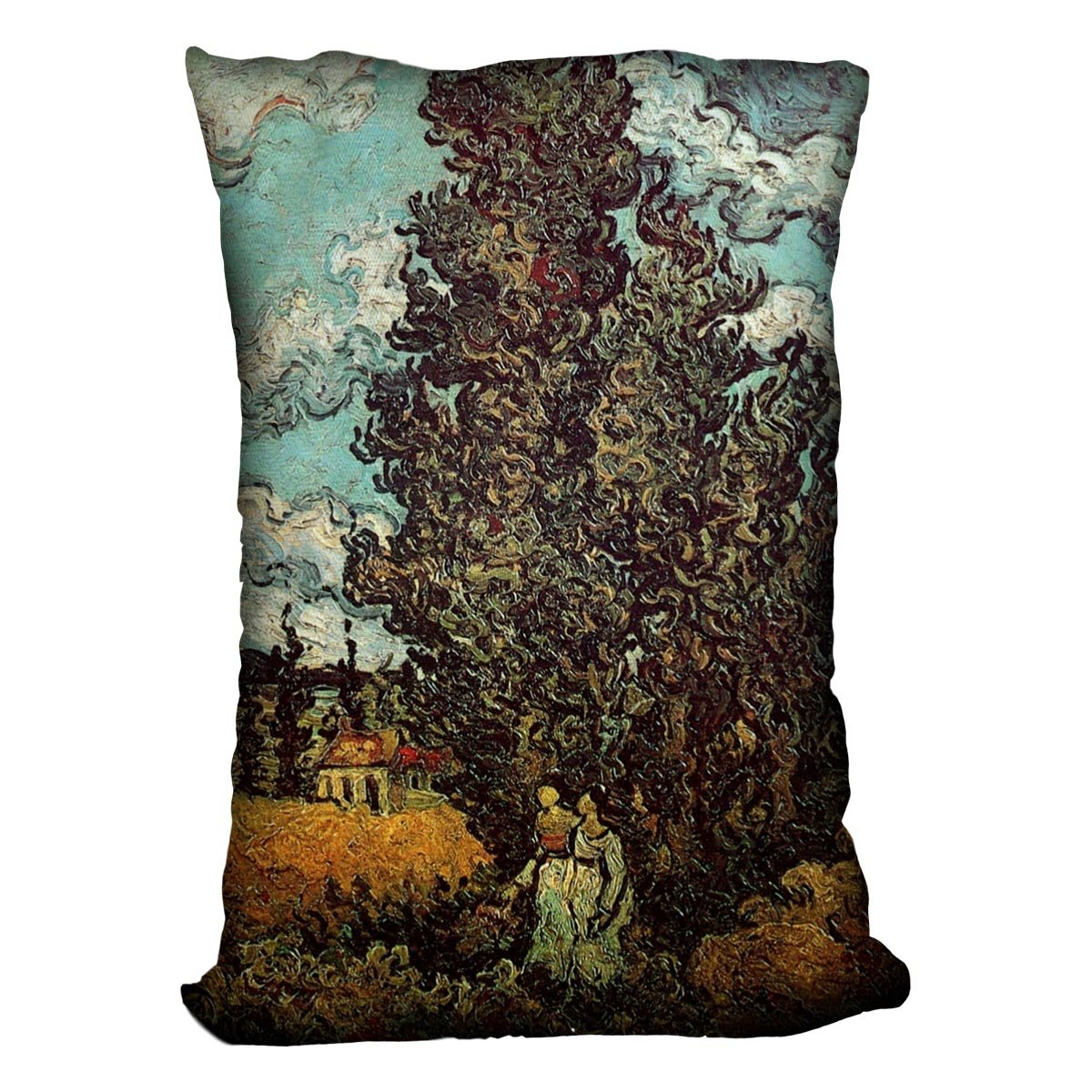 Cypresses and Two Women by Van Gogh Throw Pillow