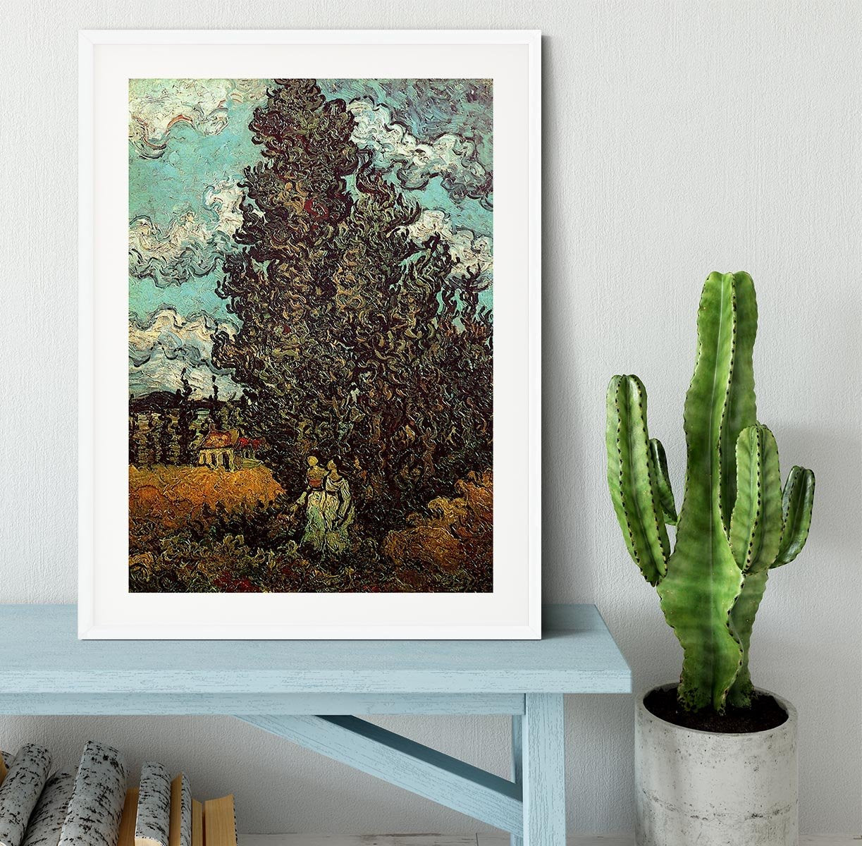 Cypresses and Two Women by Van Gogh Framed Print - Canvas Art Rocks - 5