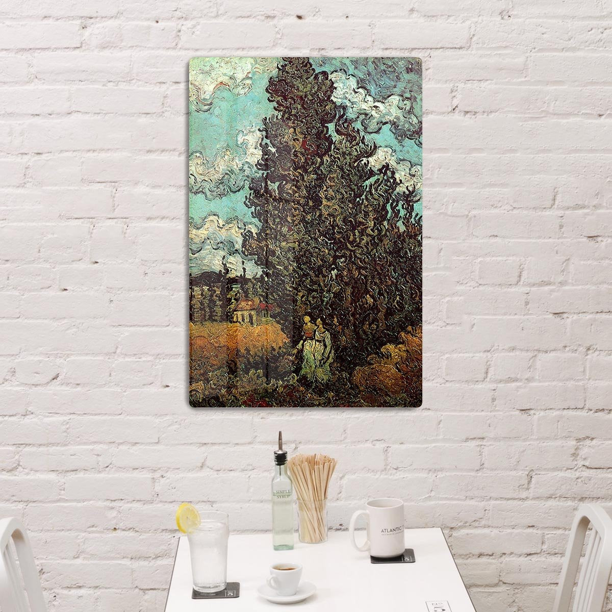 Cypresses and Two Women by Van Gogh HD Metal Print