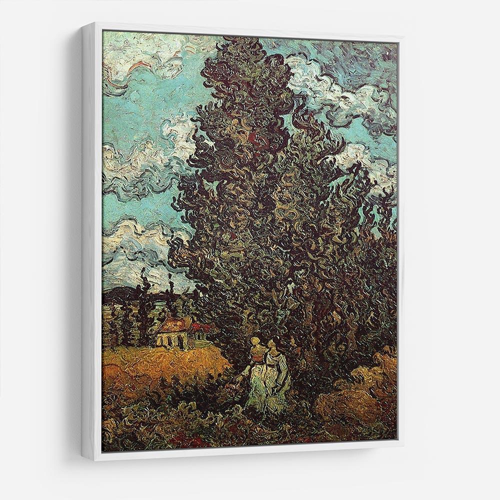 Cypresses and Two Women by Van Gogh HD Metal Print
