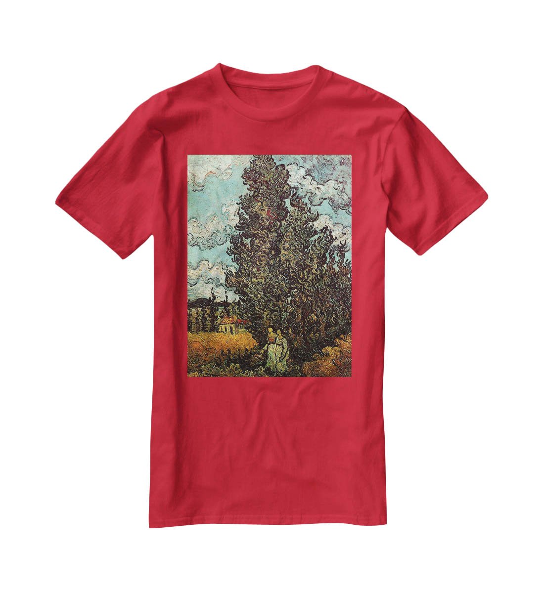 Cypresses and Two Women by Van Gogh T-Shirt - Canvas Art Rocks - 4