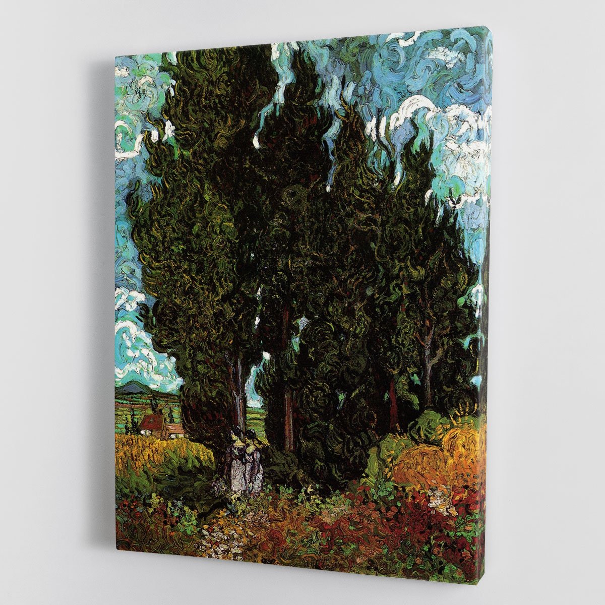 Cypresses with Two Female Figures by Van Gogh Canvas Print or Poster