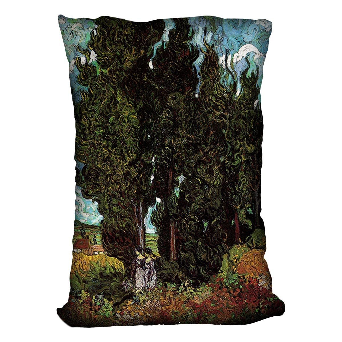 Cypresses with Two Female Figures by Van Gogh Throw Pillow