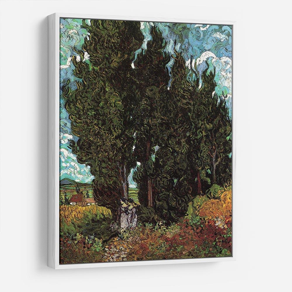 Cypresses with Two Female Figures by Van Gogh HD Metal Print