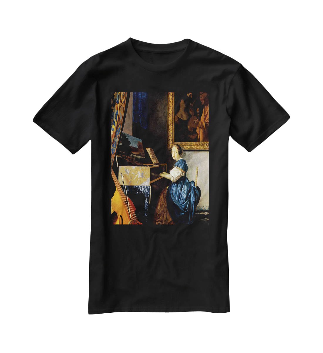 Dame on spinet by Vermeer T-Shirt - Canvas Art Rocks - 1