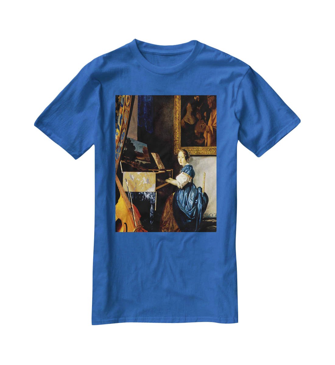 Dame on spinet by Vermeer T-Shirt - Canvas Art Rocks - 2