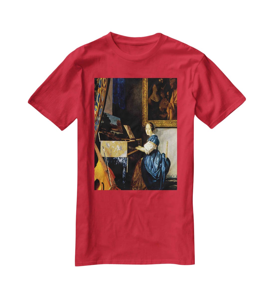 Dame on spinet by Vermeer T-Shirt - Canvas Art Rocks - 4