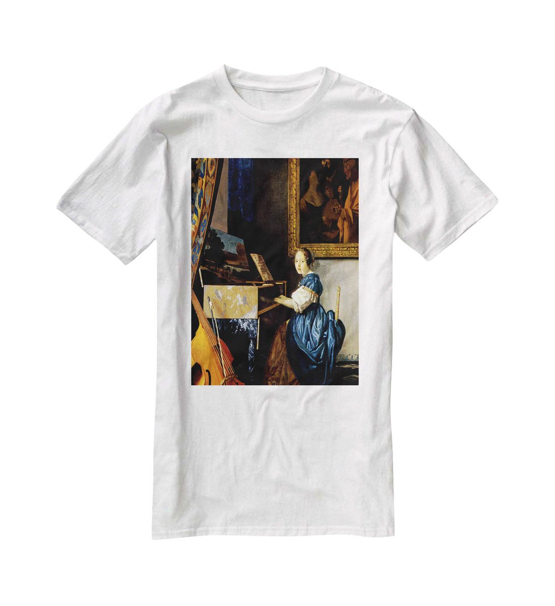 Dame on spinet by Vermeer T-Shirt - Canvas Art Rocks - 5