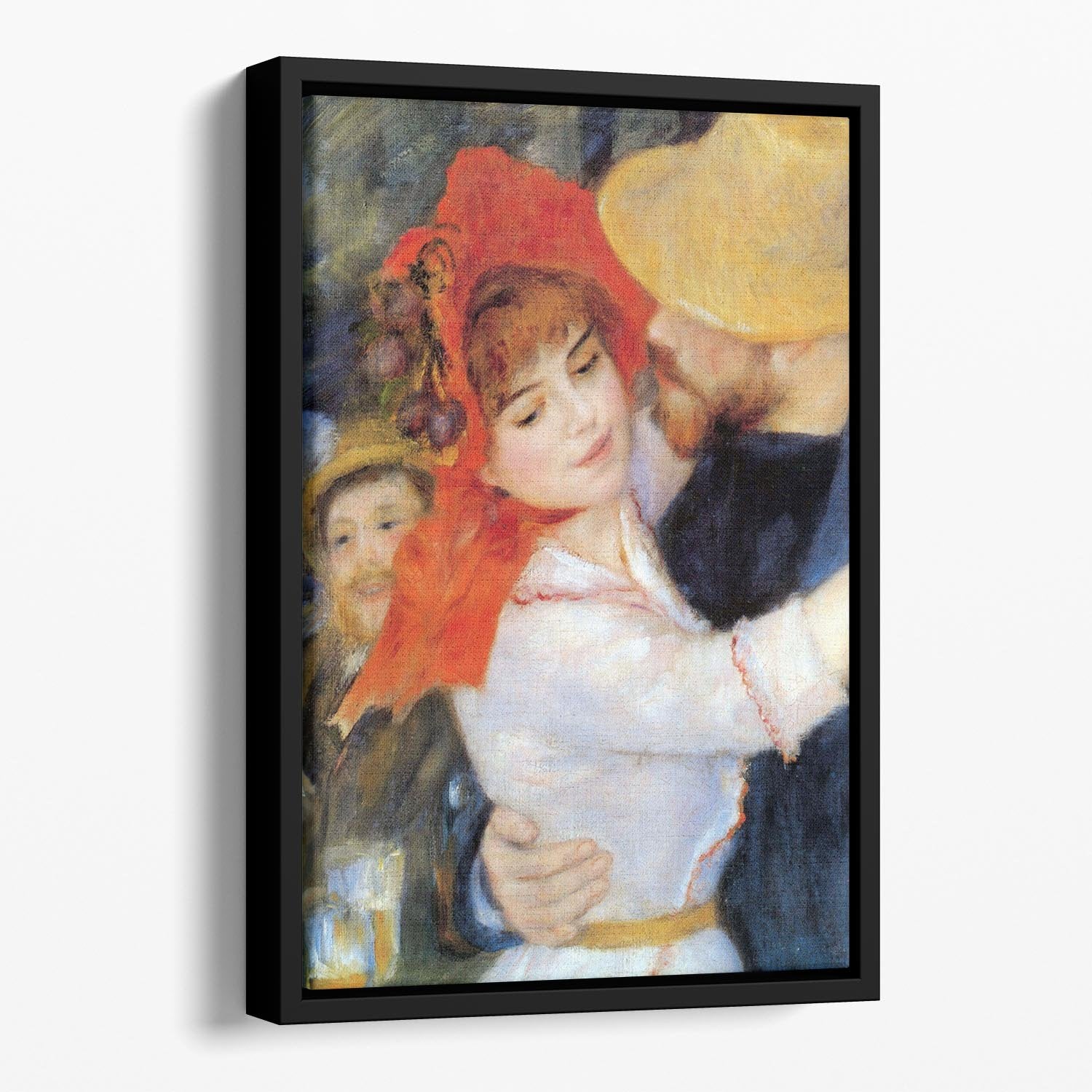 Dance in Bougival Detail by Renoir Floating Framed Canvas