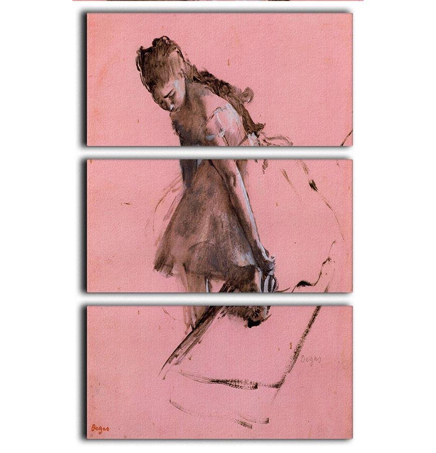 Dancer slipping on her shoe by Degas 3 Split Panel Canvas Print - Canvas Art Rocks - 1