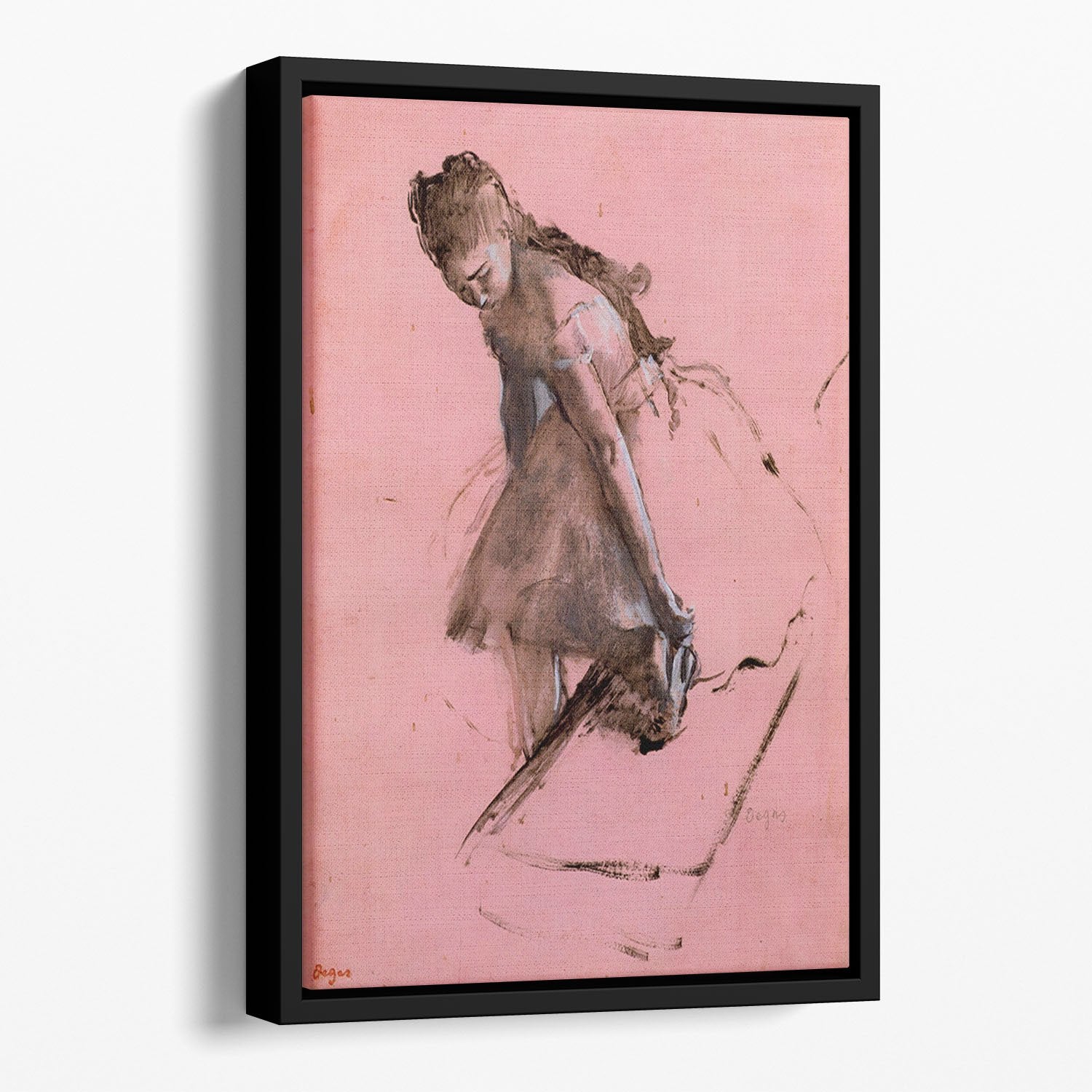 Dancer slipping on her shoe by Degas Floating Framed Canvas