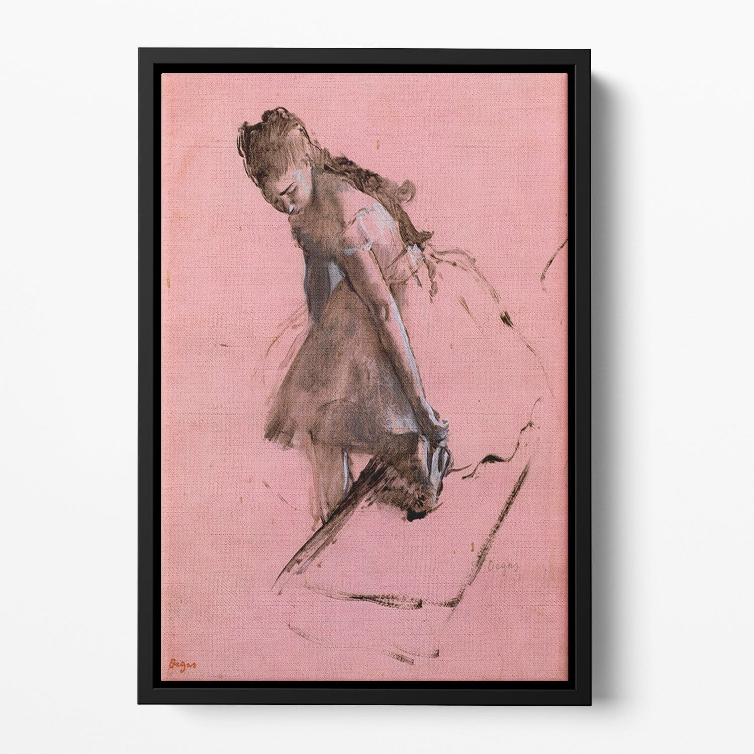 Dancer slipping on her shoe by Degas Floating Framed Canvas