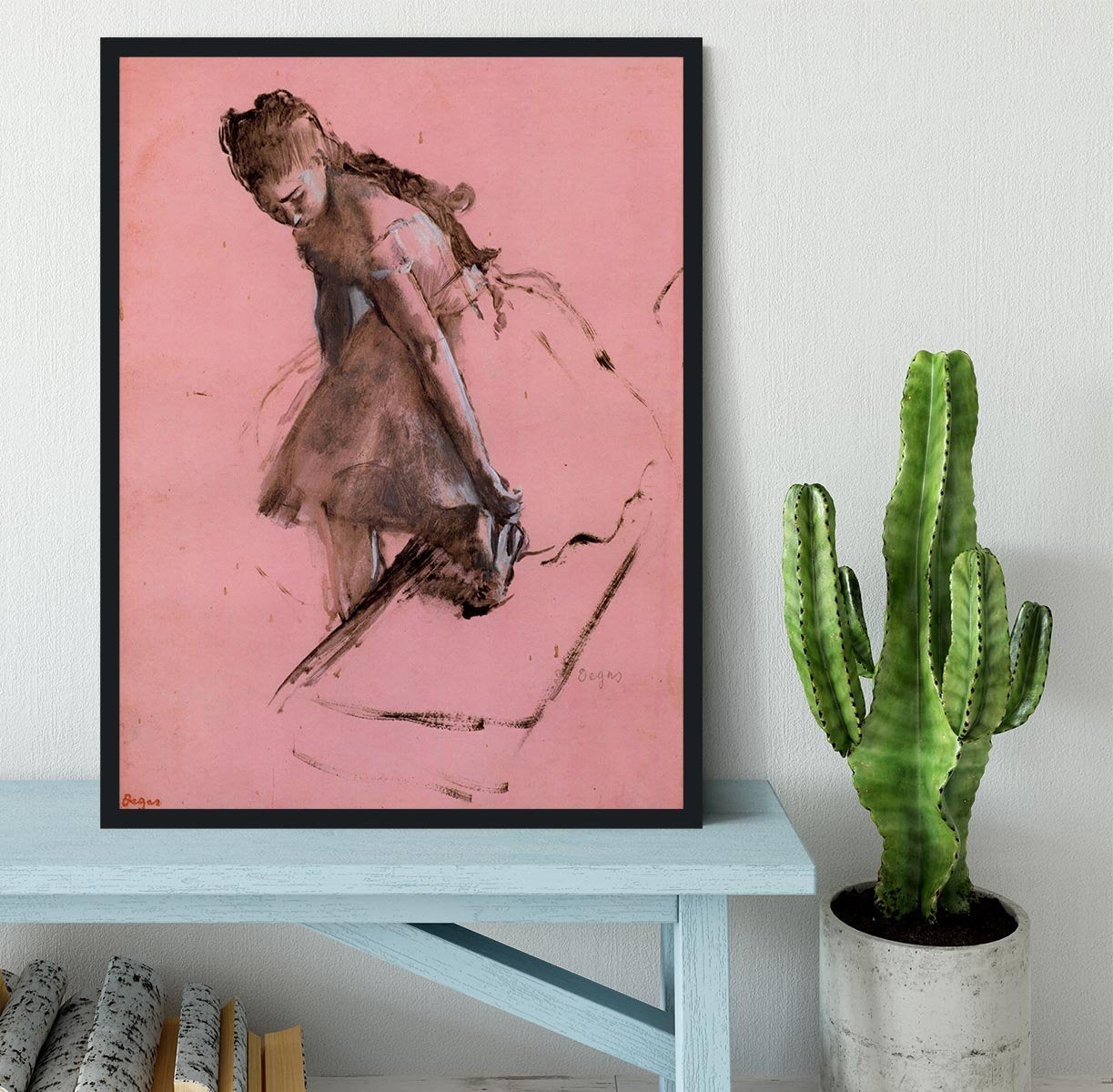 Dancer slipping on her shoe by Degas Framed Print - Canvas Art Rocks - 2