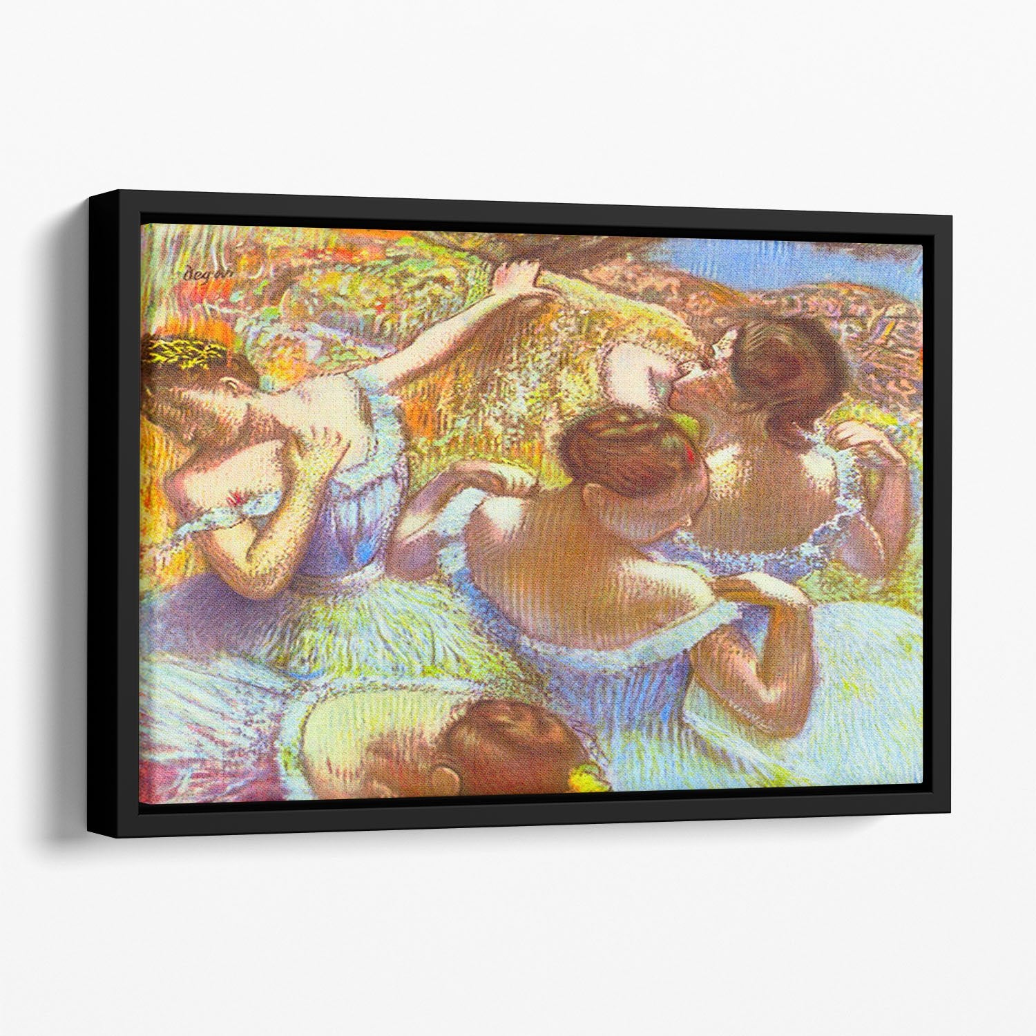 Dancers in blue by Degas Floating Framed Canvas