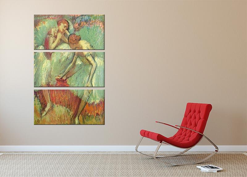Dancers in green by Degas 3 Split Panel Canvas Print - Canvas Art Rocks - 2