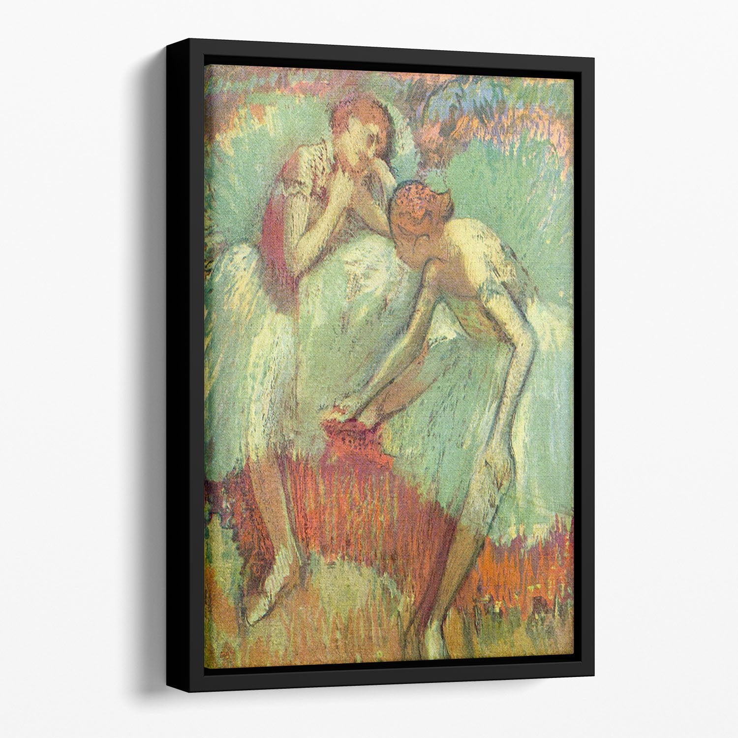 Dancers in green by Degas Floating Framed Canvas