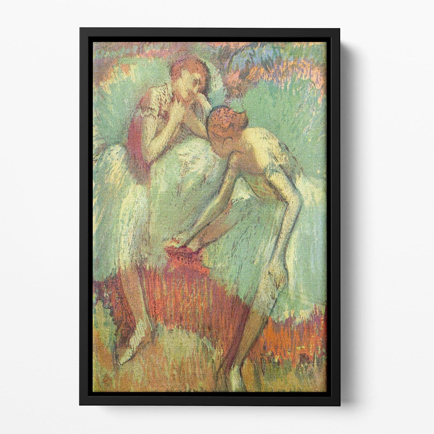 Dancers in green by Degas Floating Framed Canvas