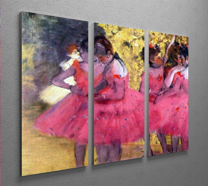 Dancers in pink between the scenes by Degas 3 Split Panel Canvas Print - Canvas Art Rocks - 2
