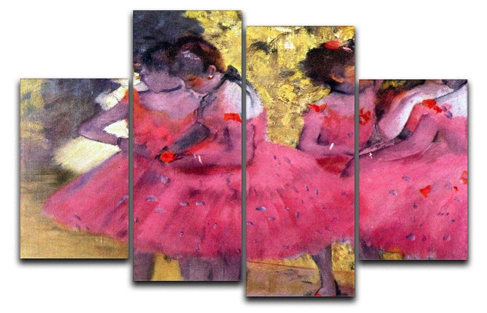 Dancers in pink between the scenes by Degas 4 Split Panel Canvas - Canvas Art Rocks - 1