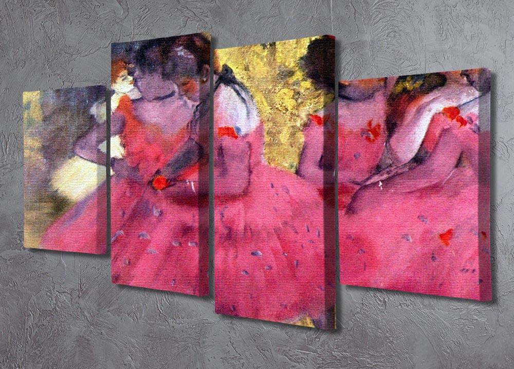Dancers in pink between the scenes by Degas 4 Split Panel Canvas - Canvas Art Rocks - 2