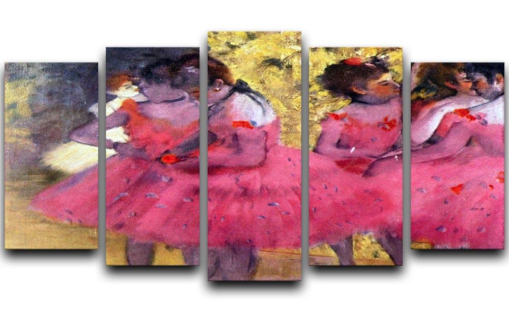 Dancers in pink between the scenes by Degas 5 Split Panel Canvas - Canvas Art Rocks - 1