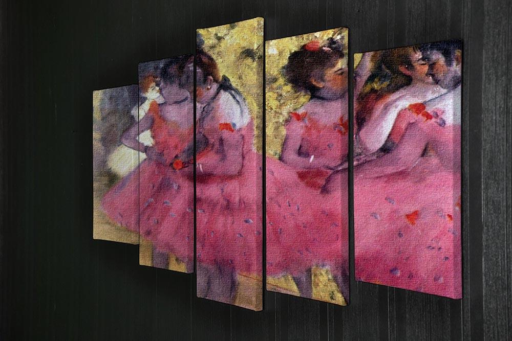 Dancers in pink between the scenes by Degas 5 Split Panel Canvas - Canvas Art Rocks - 2