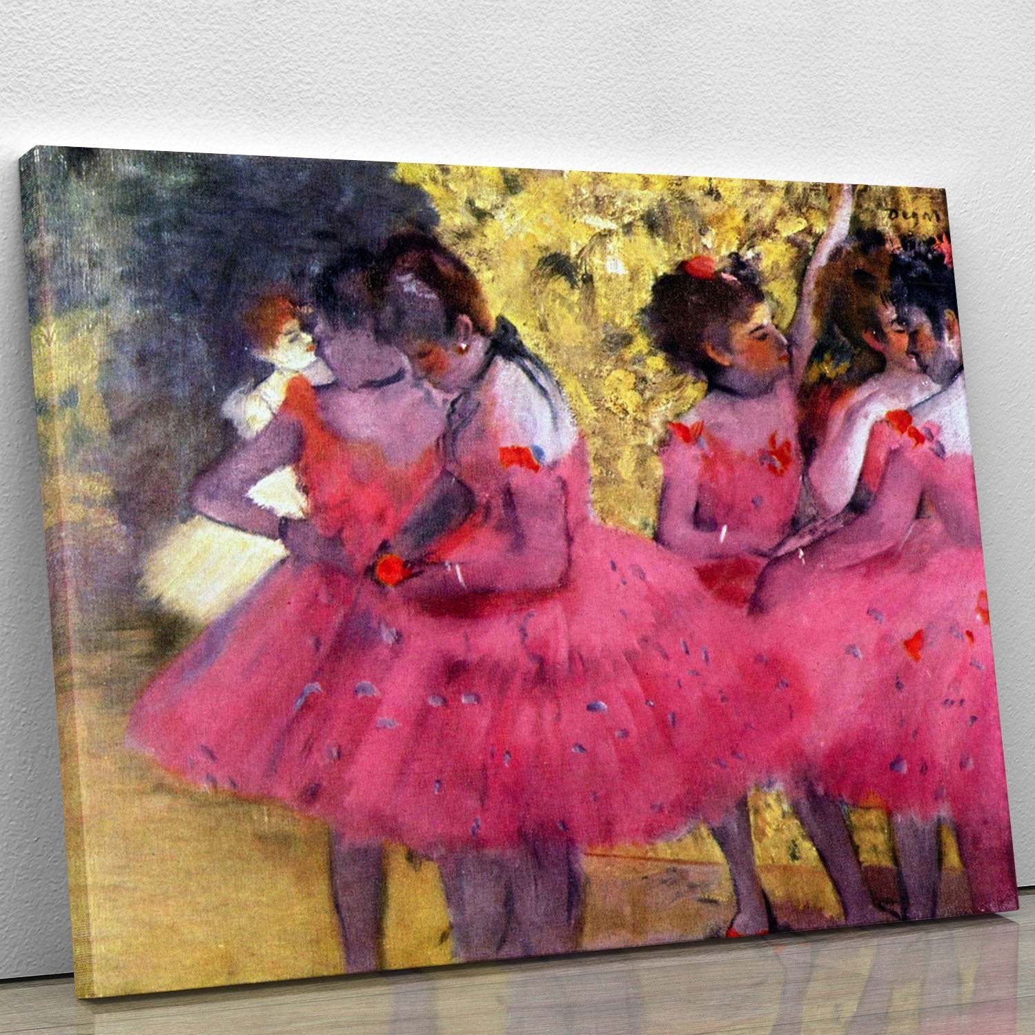 Dancers in pink between the scenes by Degas Canvas Print or Poster