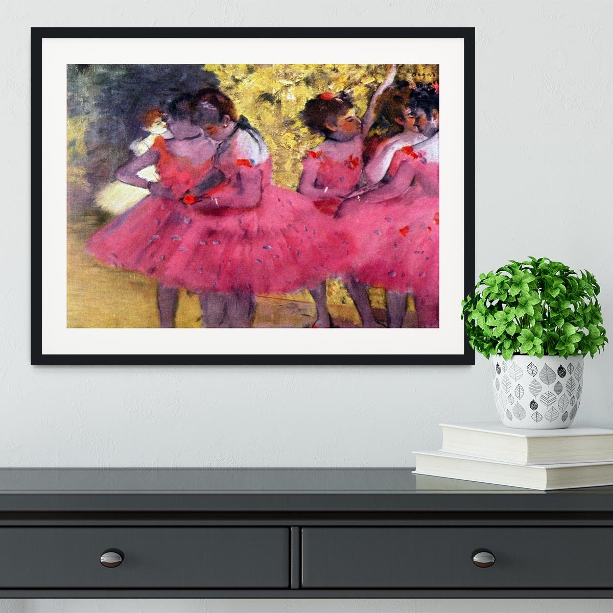 Dancers in pink between the scenes by Degas Framed Print - Canvas Art Rocks - 1
