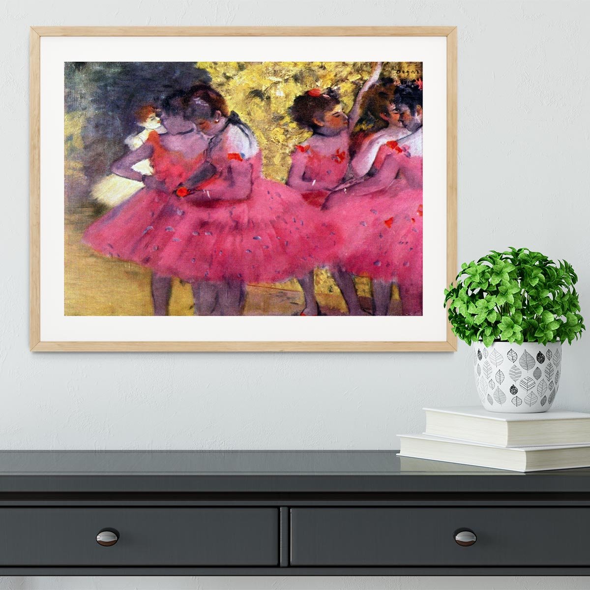 Dancers in pink between the scenes by Degas Framed Print - Canvas Art Rocks - 3