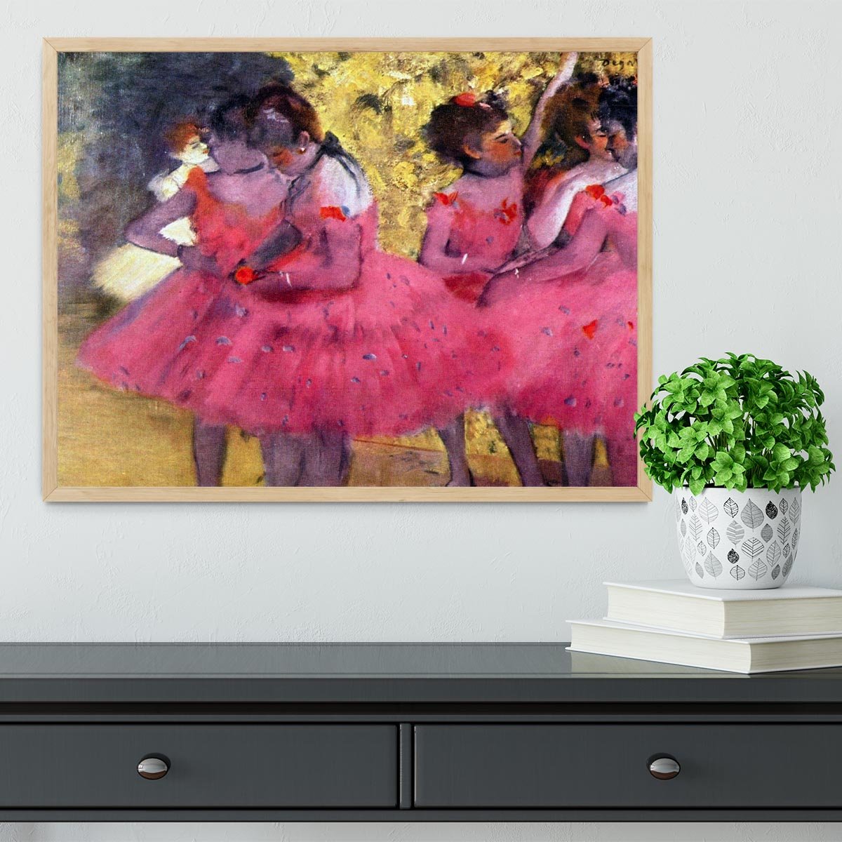 Dancers in pink between the scenes by Degas Framed Print - Canvas Art Rocks - 4