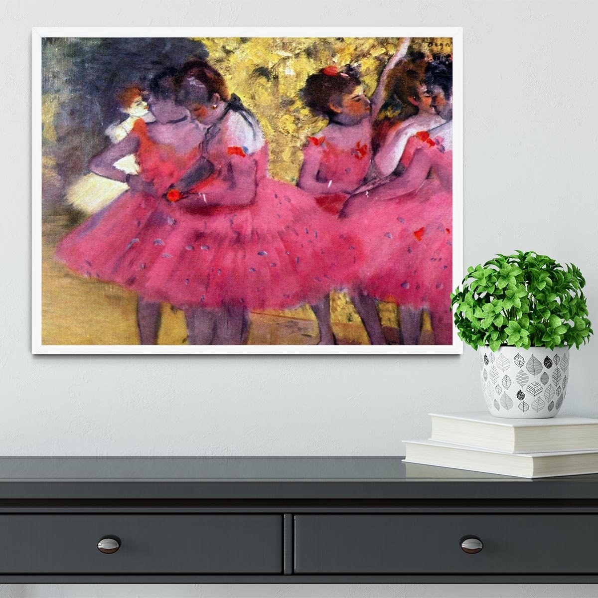 Dancers in pink between the scenes by Degas Framed Print - Canvas Art Rocks -6