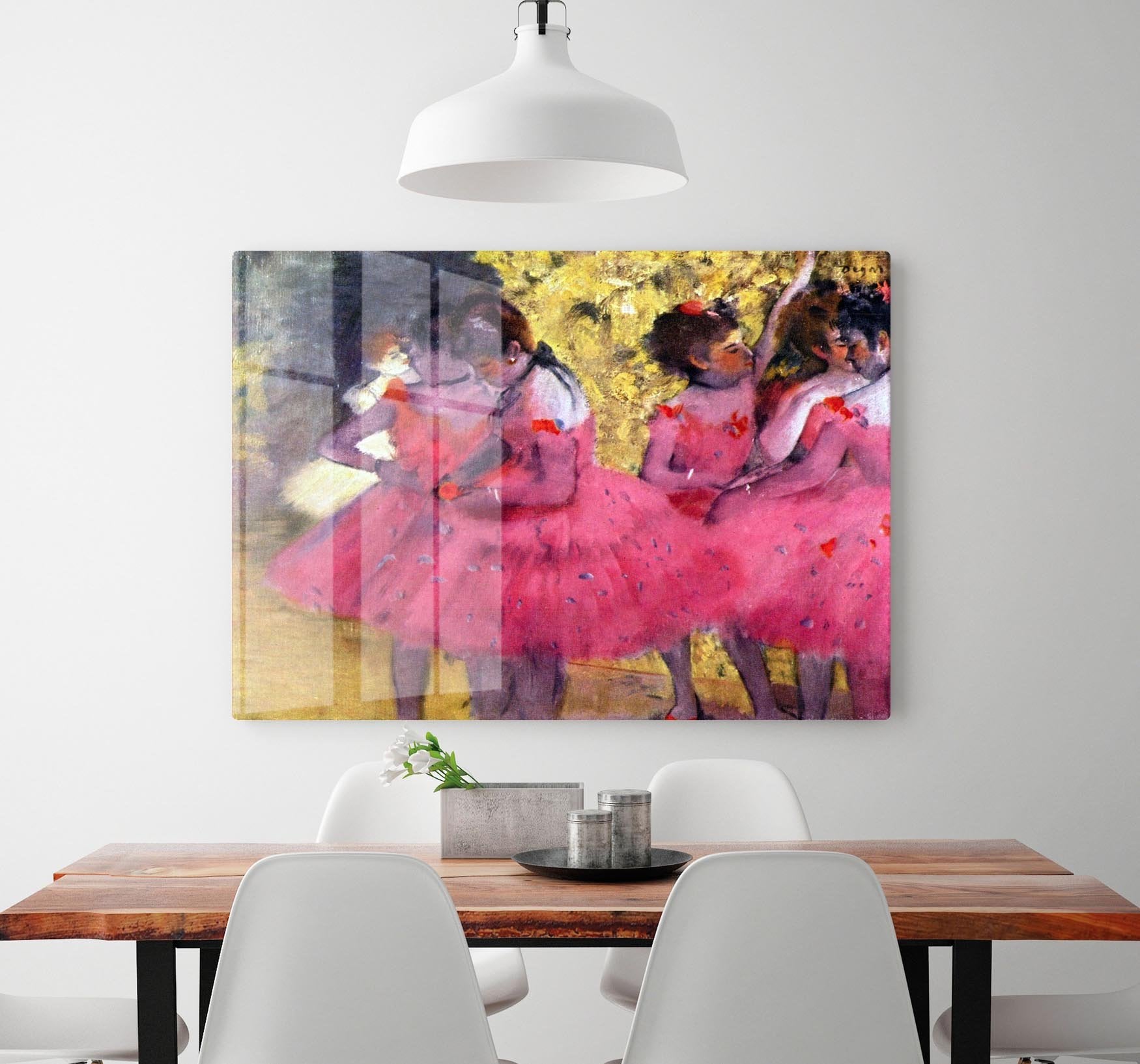 Dancers in pink between the scenes by Degas HD Metal Print - Canvas Art Rocks - 2
