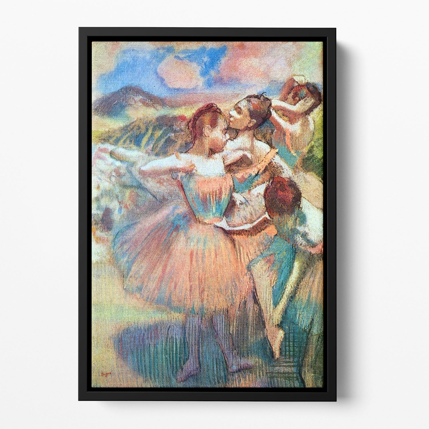 Dancers in the landscape by Degas Floating Framed Canvas