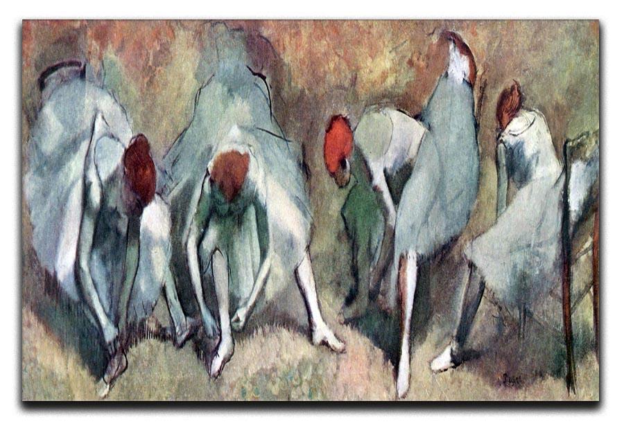 Dancers lace their shoes by Degas Canvas Print or Poster - Canvas Art Rocks - 1