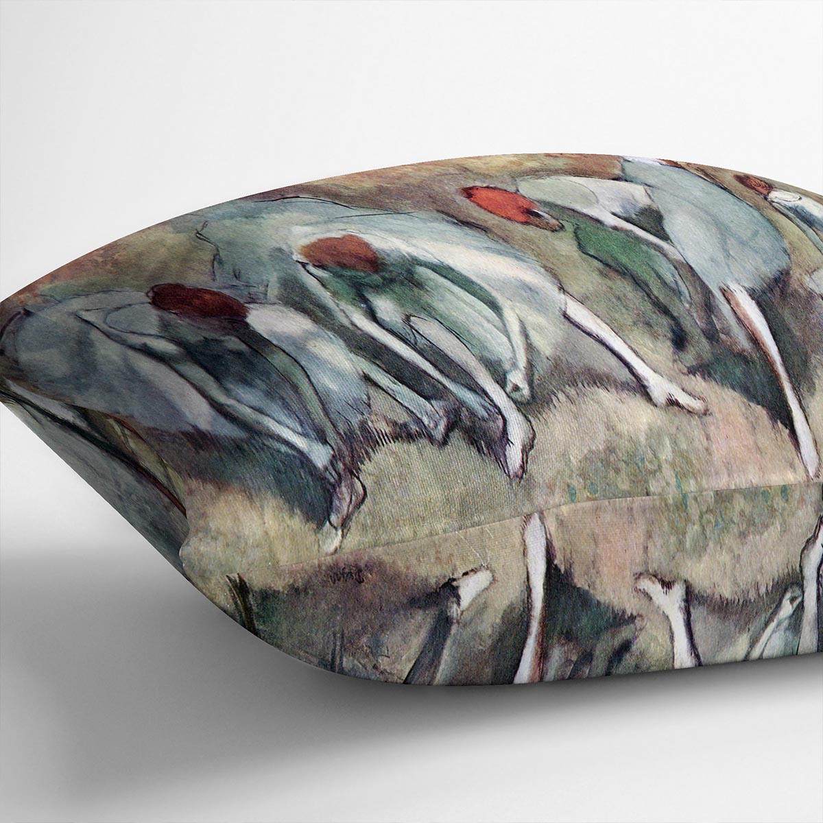 Dancers lace their shoes by Degas Cushion