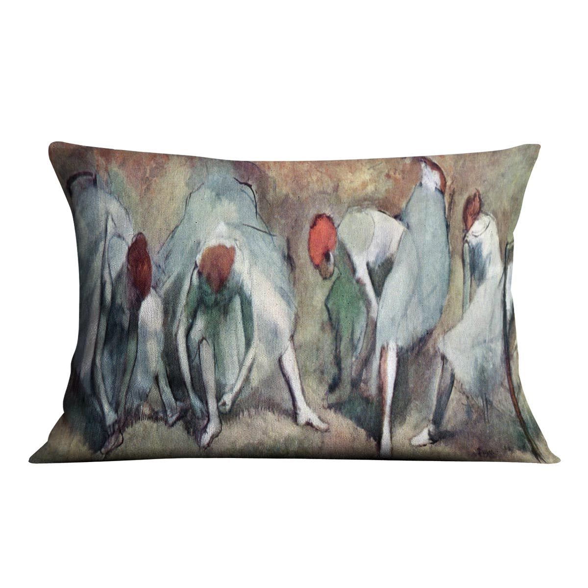 Dancers lace their shoes by Degas Cushion