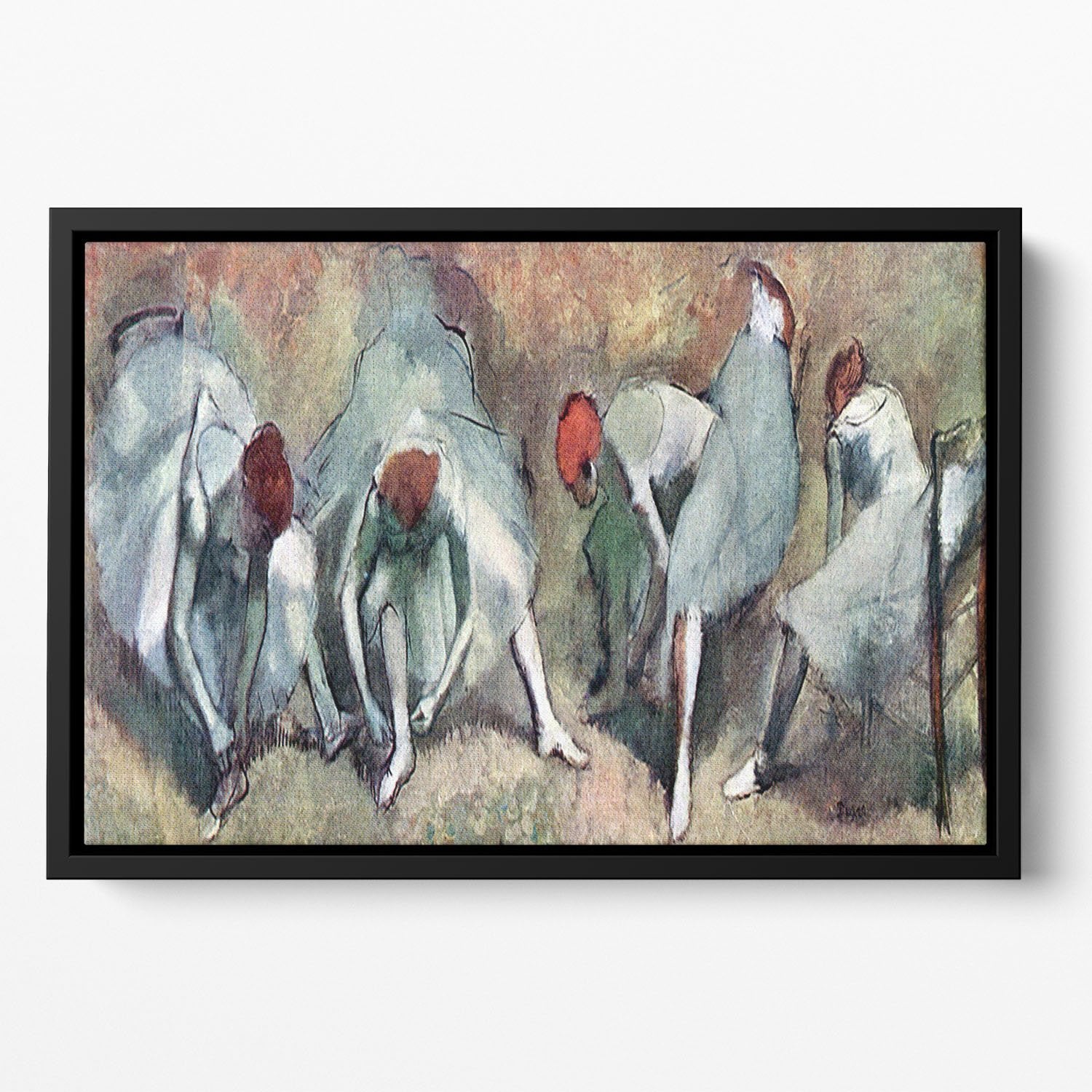 Dancers lace their shoes by Degas Floating Framed Canvas