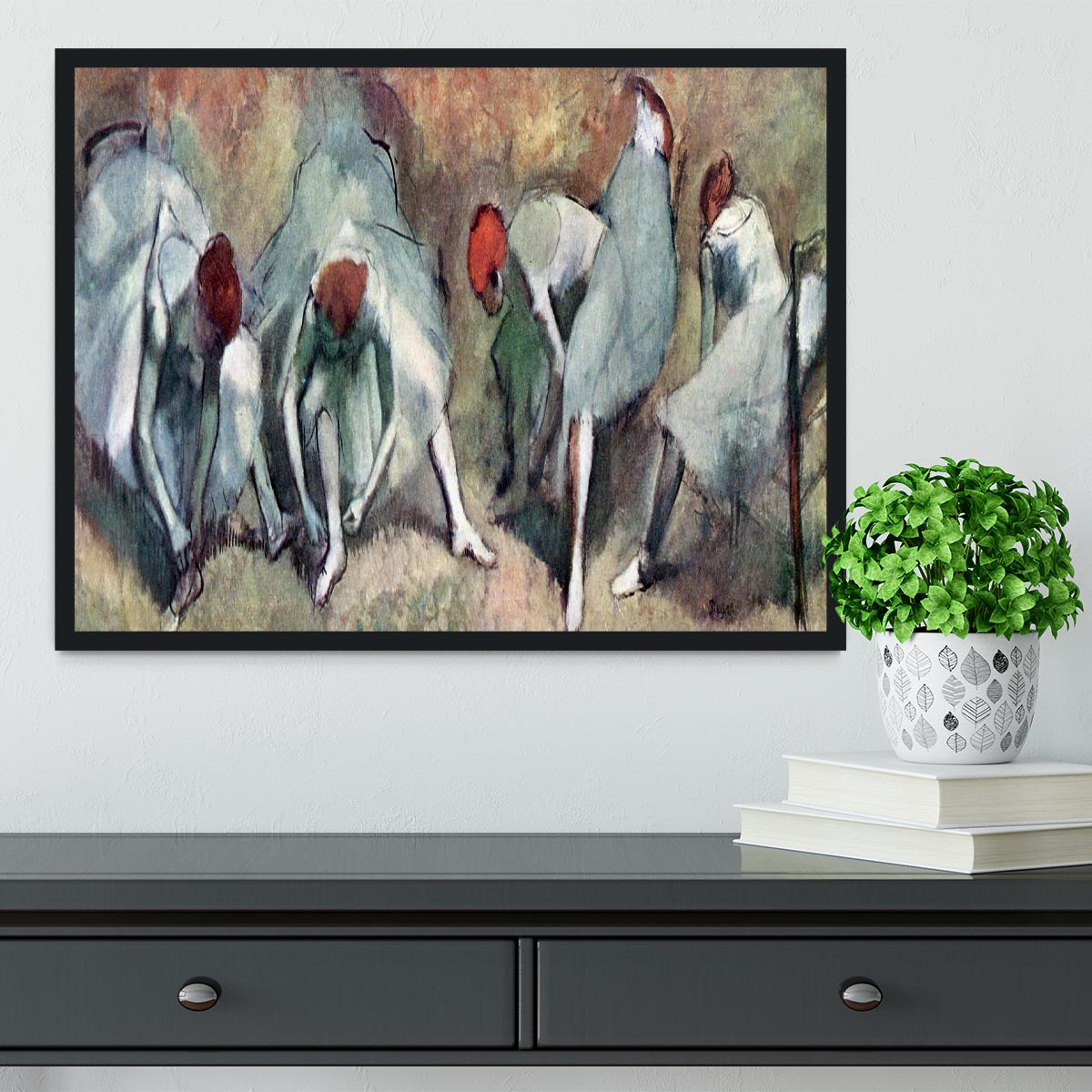Dancers lace their shoes by Degas Framed Print - Canvas Art Rocks - 2