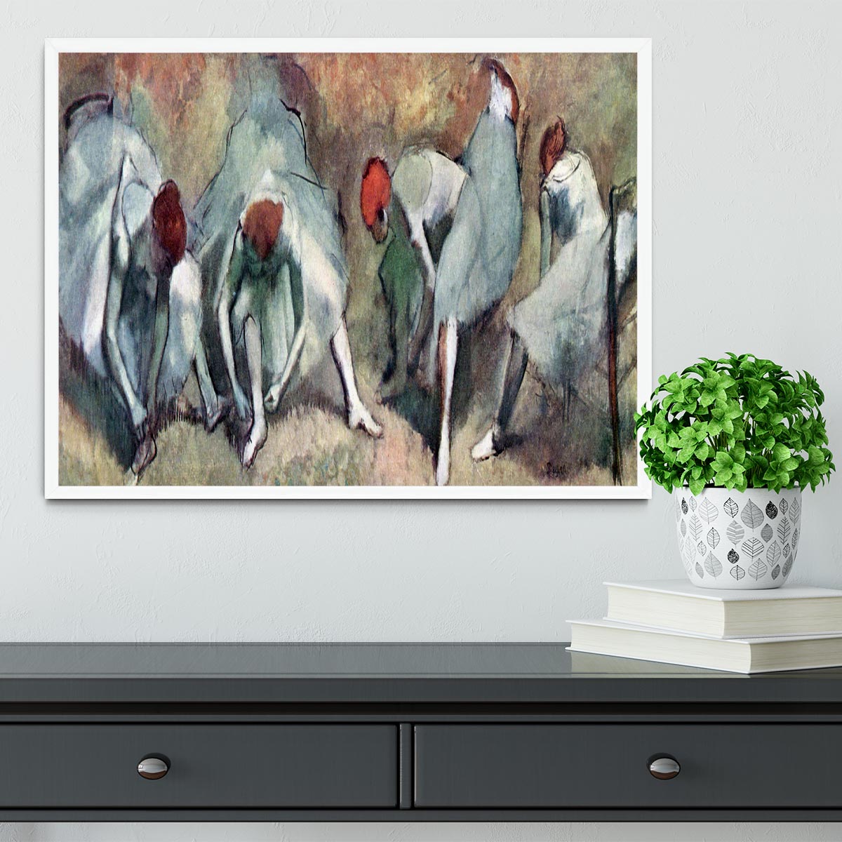 Dancers lace their shoes by Degas Framed Print - Canvas Art Rocks -6