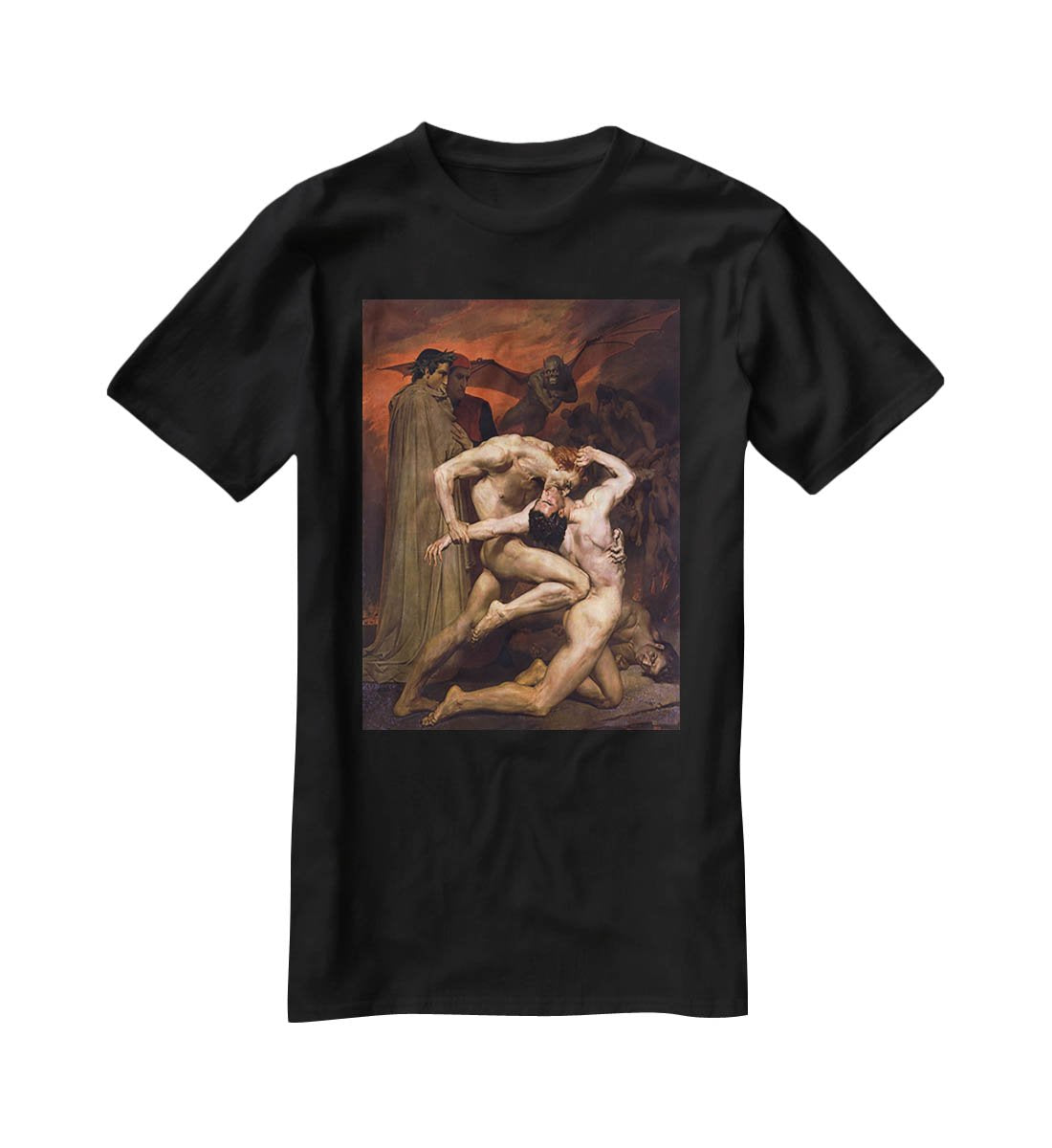 Dante And Virgil In Hell By Bouguereau T-Shirt - Canvas Art Rocks - 1