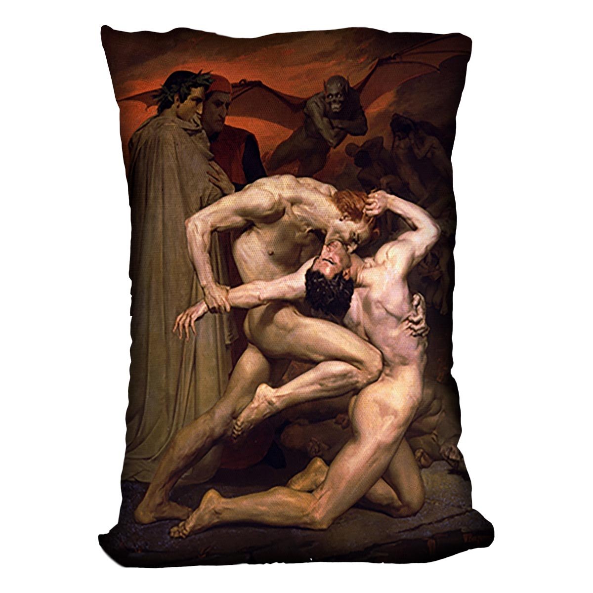 Dante And Virgil In Hell By Bouguereau Throw Pillow