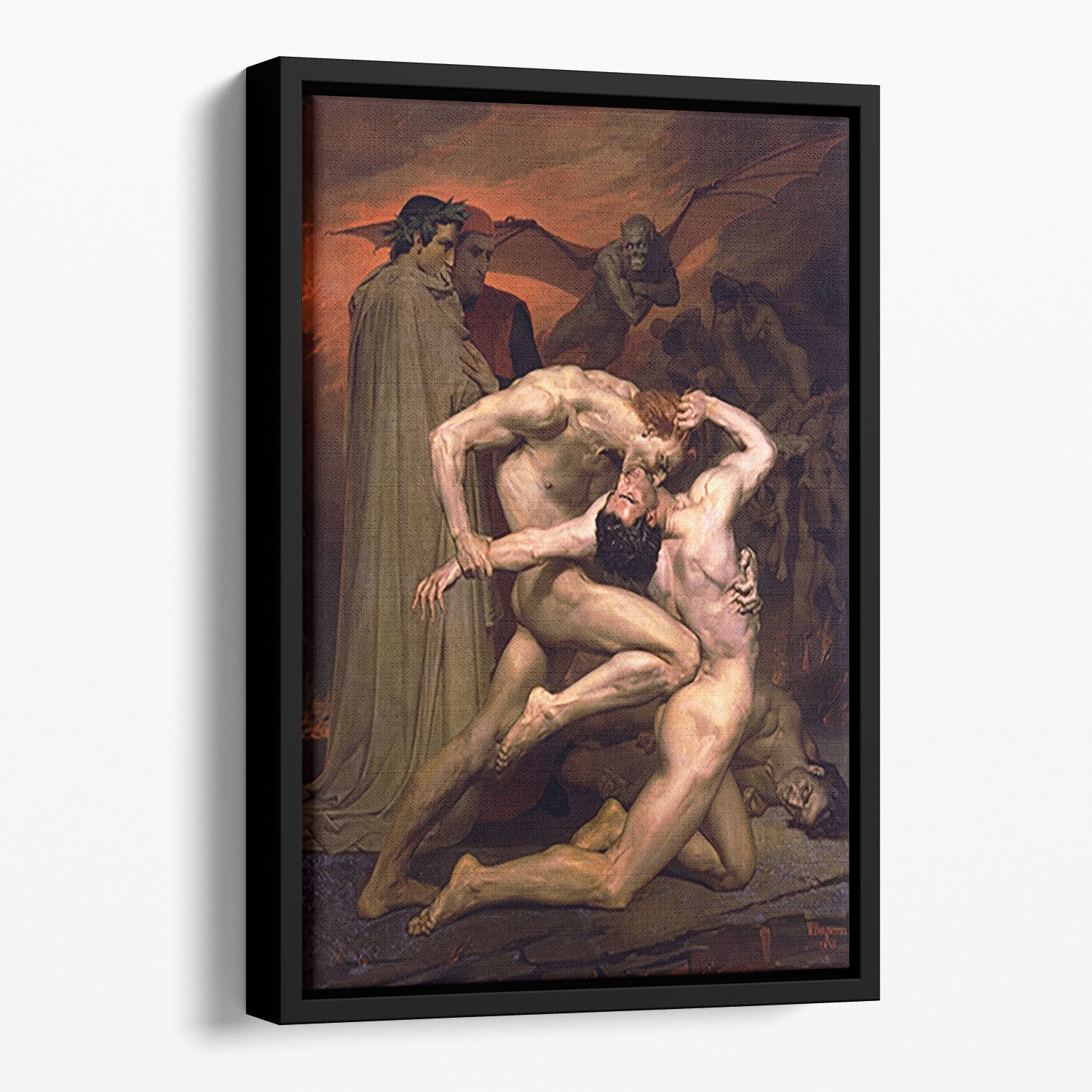 Dante And Virgil In Hell By Bouguereau Floating Framed Canvas