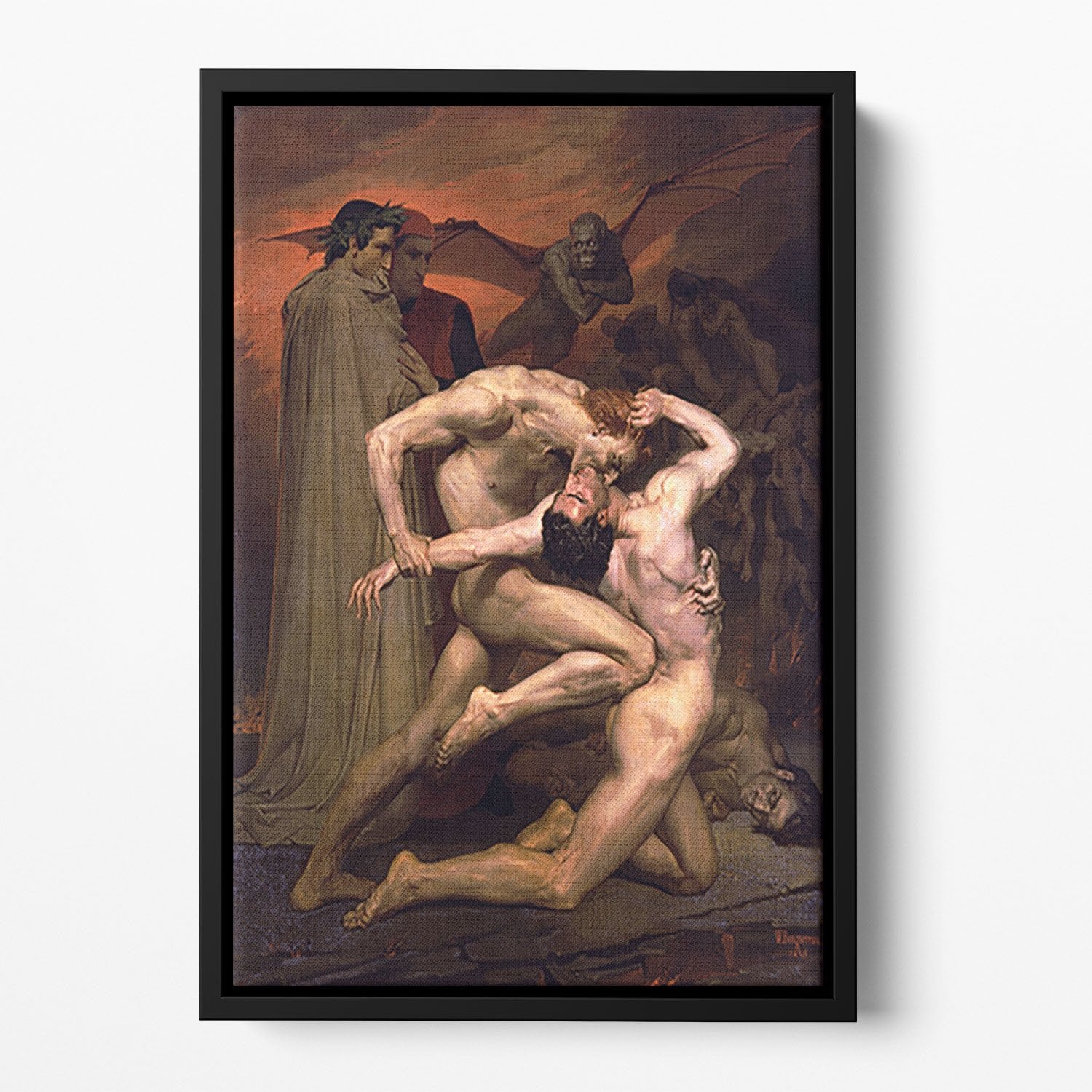 Dante And Virgil In Hell By Bouguereau Floating Framed Canvas