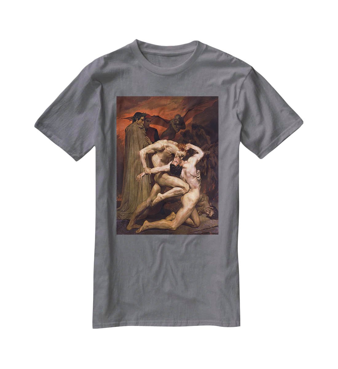 Dante And Virgil In Hell By Bouguereau T-Shirt - Canvas Art Rocks - 3